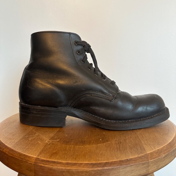 Vintage Biltrite Combat Boots Black Leather Mens Size 8.5 Steel Toe Made In 1993 - Picture 8 of 9